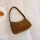 Corduroy French Stick Handbag Retro One Shoulder Bag Solid Color Square Bag
