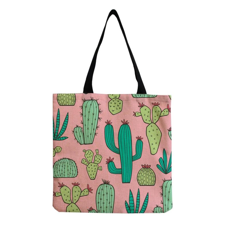 Cactus Print Shoulder Bag Large Capacity Tote Bag for Women