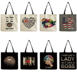 Lip Print Shoulder Bag High Capacity Eco Friendly Beach Bag