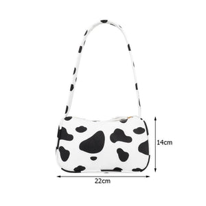 Animal Print Canvas Shoulder Bag Vintage Small Purse Handbag Square Bag
