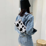 Animal Print Canvas Shoulder Bag Vintage Small Purse Handbag Square Bag
