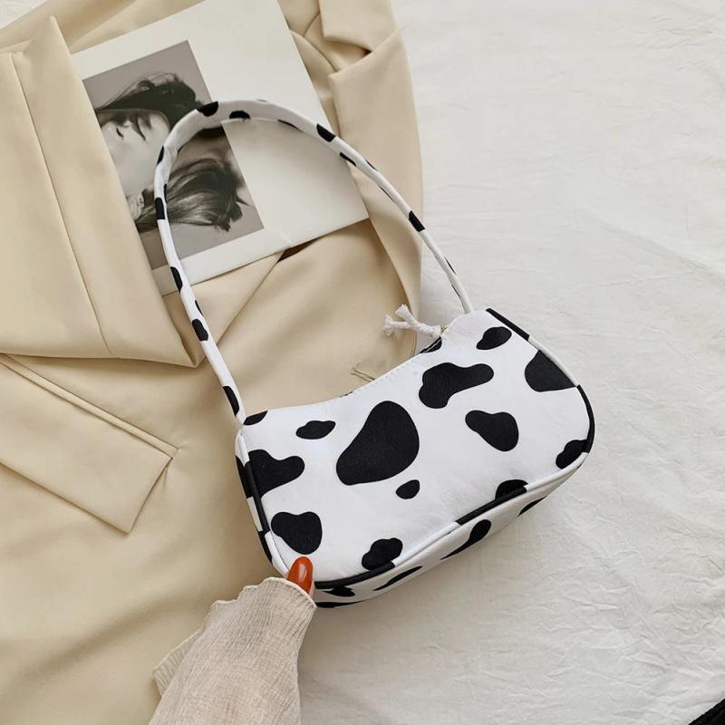 Animal Print Canvas Shoulder Bag Vintage Small Purse Handbag Square Bag