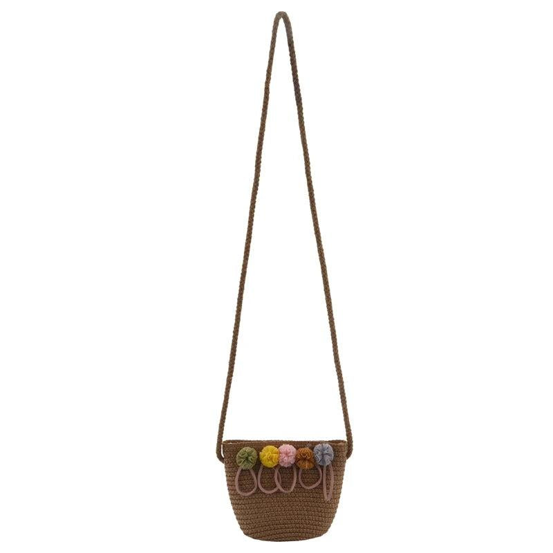 Girls Straw Rattan Weave Crossbody Bag For Baby Girls