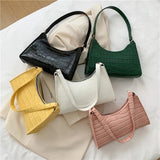 Retro Croc Pattern Shoulder Bag for Women