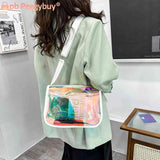 Transparent PVC Shoulder Bag Zipper Handbag for Women