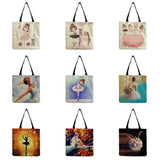 Ballet Printed Women Shoulder Bag Eco Reusable Foldable Shopping Bag