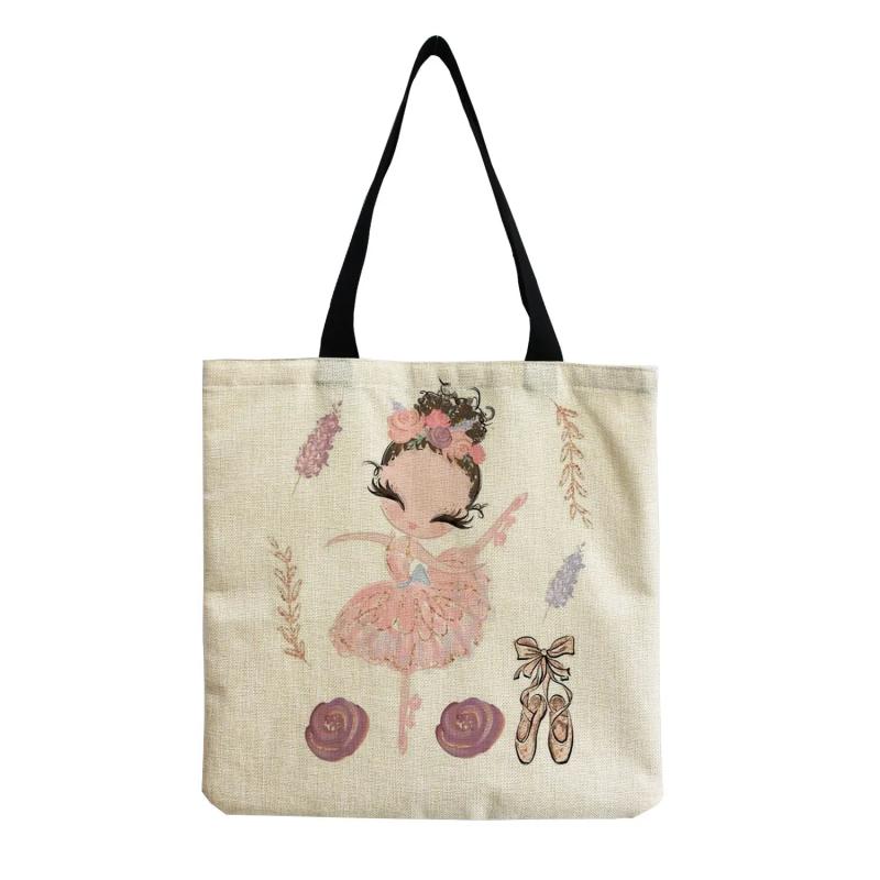 Ballet Printed Women Shoulder Bag Eco Reusable Foldable Shopping Bag
