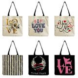 Portable Love Heart Print Beach Bag High Capacity Eco Friendly Tote Bag
