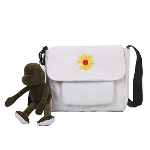 Canvas Crossbody Bags Youth Vertical Shoulder Bag Solid Wom