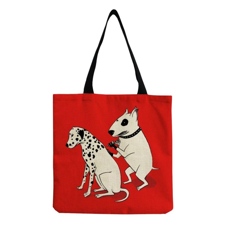 Customizable Funny Cartoon Dog Print Beach Tote Bag