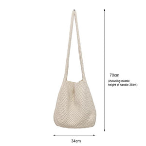 Women Shoulder Bag Knitted Handbag Boho Style Shopping Woven Handbag