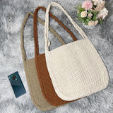 Women Shoulder Bag Knitted Handbag Boho Style Shopping Woven Handbag