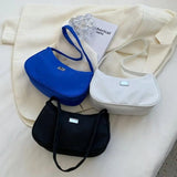 Nylon Mini Crescent Messenger Handbag Retro Style Solid Shoulder Bag