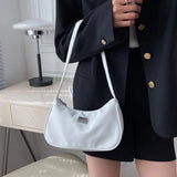 Nylon Mini Crescent Messenger Handbag Retro Style Solid Shoulder Bag
