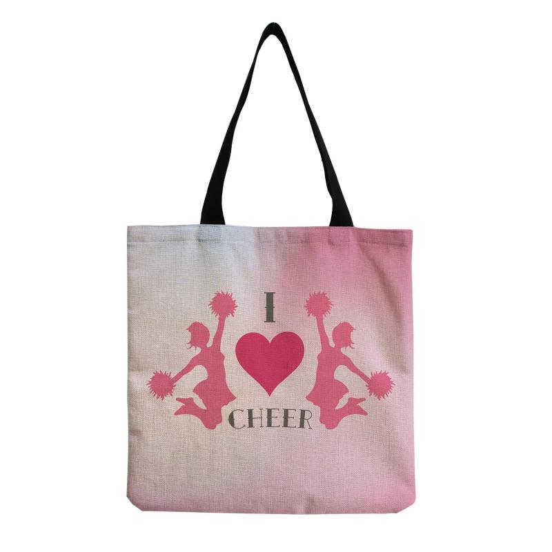 Cheerleading Printed Handbag Eco Reusable Foldable Shopping Bag Preppy Style