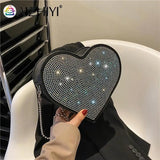 Heart Shaped Rhinestone Bag for Women, Birthday Present