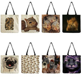 Cartoon Animal Squirrel Dog Print Women Outdoor Portable Handbags