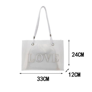 2pcs Women Composite Bags Transparent Handbags Canvas Drawstring Pouch