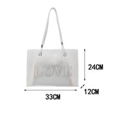 2pcs Women Composite Bags Transparent Handbags Canvas Drawstring Pouch