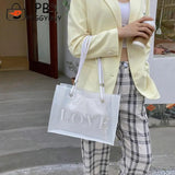 2pcs Women Composite Bags Transparent Handbags Canvas Drawstring Pouch