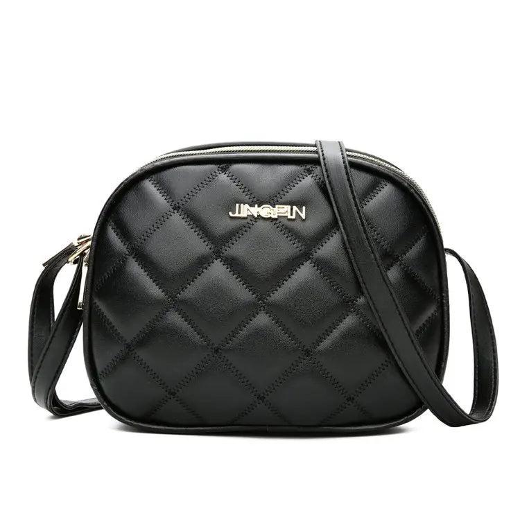 Embroidered Rhombus Shoulder Bag Large Capacity Round Handbag Purse