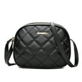 Embroidered Rhombus Shoulder Bag Large Capacity Round Handbag Purse