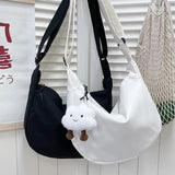 Solid Nylon Dumpling Tote Bag for Women, Harajuku Girls Messenger Bag