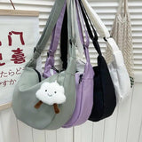 Solid Nylon Dumpling Tote Bag for Women, Harajuku Girls Messenger Bag
