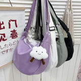 Solid Nylon Dumpling Tote Bag for Women, Harajuku Girls Messenger Bag