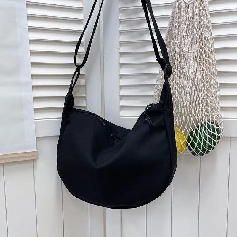 Solid Nylon Dumpling Tote Bag for Women, Harajuku Girls Messenger Bag