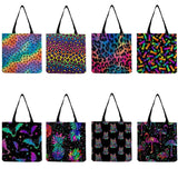 Teacher Gift Foldable Tote Bag Colorful Print Handbag Women Shoulder Bag