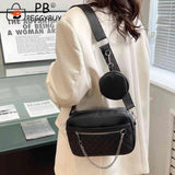 Rhombus Pattern Crossbody Bag Chain Leather Messenger Vintage Female