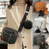 Rhombus Pattern Crossbody Bag Chain Leather Messenger Vintage Female