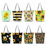 Sunflower Print Shoulder Bag High Capacity Eco Shopping Bags