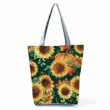 Sunflower Print Shoulder Bag High Capacity Eco Shopping Bags