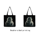 Cat Print Shopper Bag Eco Friendly Handbag Cartoon Animal Portable High Capacity