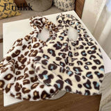 Animal Print Shoulder Bag Leopard Cow Pattern Retro Handheld Shopping Bag