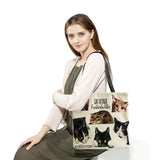 Funny Cat Eco Friendly Shopping Bag Ladies Leisure Tote Bag High Capacity