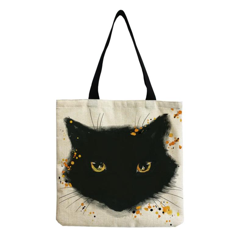 Funny Cat Eco Friendly Shopping Bag Ladies Leisure Tote Bag High Capacity