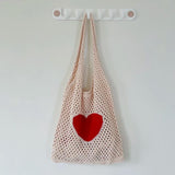 Retro Knitted Mesh Shoulder Handbag Lady Travel Tote Bag