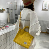 Corduroy Ladies Tote Bag Solid Buckle Small Square Bag