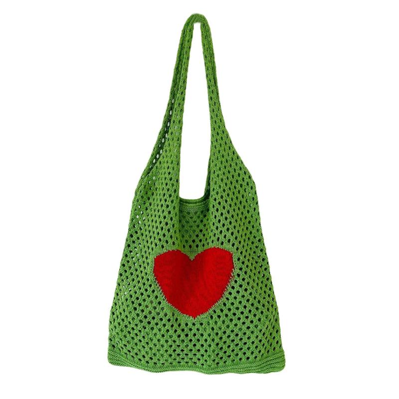 Knitted Ladies Shopping Bags Mesh Hollow Woven Handbags Women Travel Shoulder Ba