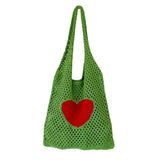 Knitted Ladies Shopping Bags Mesh Hollow Woven Handbags Women Travel Shoulder Ba