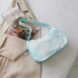Summer Canvas Underarm Bag Zipper Lady Shoulder Bag Spray Leather Handbag