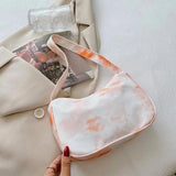 Summer Canvas Underarm Bag Zipper Lady Shoulder Bag Spray Leather Handbag