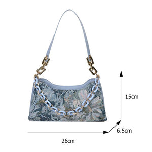 Women Oil Painting Printed Shoulder Bag Leisure Female Street Underarm Bag