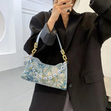 Women Oil Painting Printed Shoulder Bag Leisure Female Street Underarm Bag