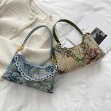 Women Oil Painting Printed Shoulder Bag Leisure Female Street Underarm Bag