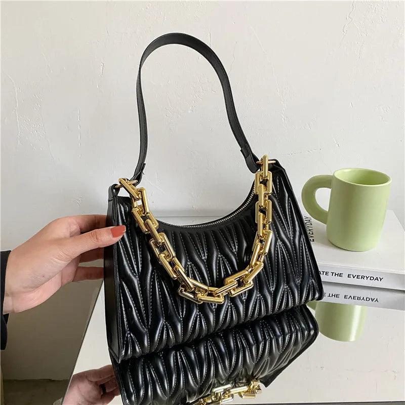 PU Leather Diamond Check Shoulder Bag Acrylic Women's Bag