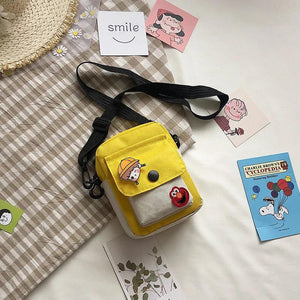 Canvas Small Square Handbag Shoulder Bag Letter Printed Crossbody Bag